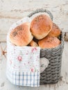 Fresh homemade rolls sprinkled with with goji seeds