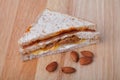 Fresh homemade sandwiches and almond nuts Royalty Free Stock Photo