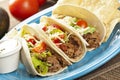 Fresh Homemade Shredded Beef Tacos Royalty Free Stock Photo