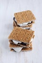 Fresh homemade smores with marshmallows, chocolate and graham crackers