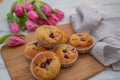 Sweet vanilla raspberry muffins Royalty Free Stock Photo