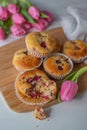 Sweet vanilla raspberry muffins Royalty Free Stock Photo