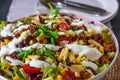 Homemade taco salad in a large bowl