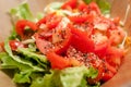 Fresh homemade tomato and lettuce salad