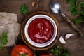 Fresh homemade tomato sauce with garlic Royalty Free Stock Photo
