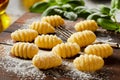 Fresh homemade uncooked gnocchi dumplings