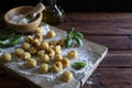 Fresh homemade uncooked gnocchi. Royalty Free Stock Photo