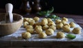 Fresh homemade uncooked gnocchi. Royalty Free Stock Photo