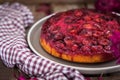 Fresh homemade upside-down plum cake