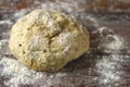 Fresh homemade yeast dough, olives and spices for making focaccia with Italian herbs. Cooking at home. Royalty Free Stock Photo