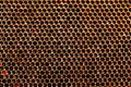 Fresh honey in cells, dark honeycomb natural background