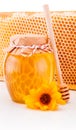 Fresh honey with honeycomb isolated on white background