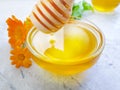 fresh honey marigold spring dessert, slow motion