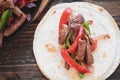 Fresh Hot Beef Steak Fajita From Top View Royalty Free Stock Photo