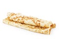 Fresh hot blinis or crepes isolated on white Royalty Free Stock Photo