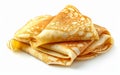 fresh hot blinis or crepes isolated on white