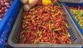 Fresh hot chillies at a market Royalty Free Stock Photo