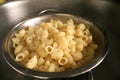 Fresh hot pasta is ready to eat.