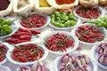 Fresh Hot Peppers Garlic Spices Brazilian Farmers Market Royalty Free Stock Photo