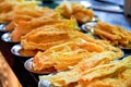 Fresh hot pot dishes, tempting golden fried yuba Royalty Free Stock Photo