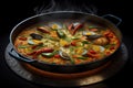 Fresh Hot Seafood Paella - Generative AI