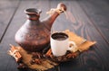 Fresh and hot turkish coffee. Royalty Free Stock Photo