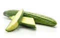 Fresh hothouse cucumber on white