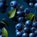 Fresh huckleberry fruits seamless pattern on blue background, showcasing their natural beauty