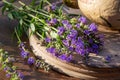 Fresh hyssop flowers on a table