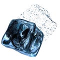 Fresh ice crystals, cold gem water, cool in summer, blue, abstract, elegant and modern 3D rendering image