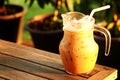 Fresh by ice espresso coffee in jar with evening light Royalty Free Stock Photo