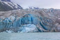 Fresh ice slide exposing cracks and crevices in Margerie Glacier