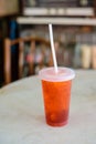 Fresh ice tea in plastic glass Royalty Free Stock Photo