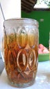 Fresh iced tea in a large glass