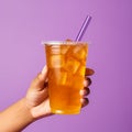 Empty Mockup Engineer Hand Holding Iced Tea With White Label