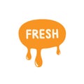 Fresh icon. Orange paint dripping. Vector illustration.