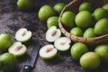 Fresh Indian Jujube fruits on the dark background