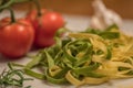 Fresh ingredients for fettuccini pasta Royalty Free Stock Photo