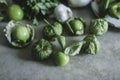Fresh ingredients for green tomatillos salsa Royalty Free Stock Photo