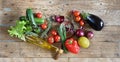 Fresh ingredients for salad,various vegetables,organic food, healthy eating concept, good copy space, flat lay Royalty Free Stock Photo