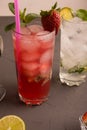 Fresh, invigorating, refreshing, strawberry mahito. Royalty Free Stock Photo