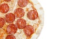 Fresh italian classic original pepperoni pizza isolated on white background. Royalty Free Stock Photo