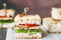 Fresh Italian focaccia sandwich with grilled chicken and vegetable. Royalty Free Stock Photo