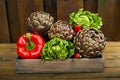 Fresh italian vegetables on wooden background Royalty Free Stock Photo