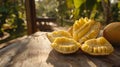 Fresh Jack fruit in a white dish Royalty Free Stock Photo