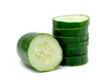 Fresh japanese cucumber sliced isolated on white background Royalty Free Stock Photo