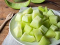 Fresh japanese green melon fruit. Royalty Free Stock Photo