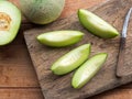 Fresh japanese green melon fruit. Royalty Free Stock Photo