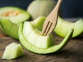 Fresh japanese green melon fruit. Royalty Free Stock Photo