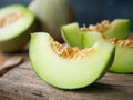 Fresh japanese green melon fruit. Royalty Free Stock Photo